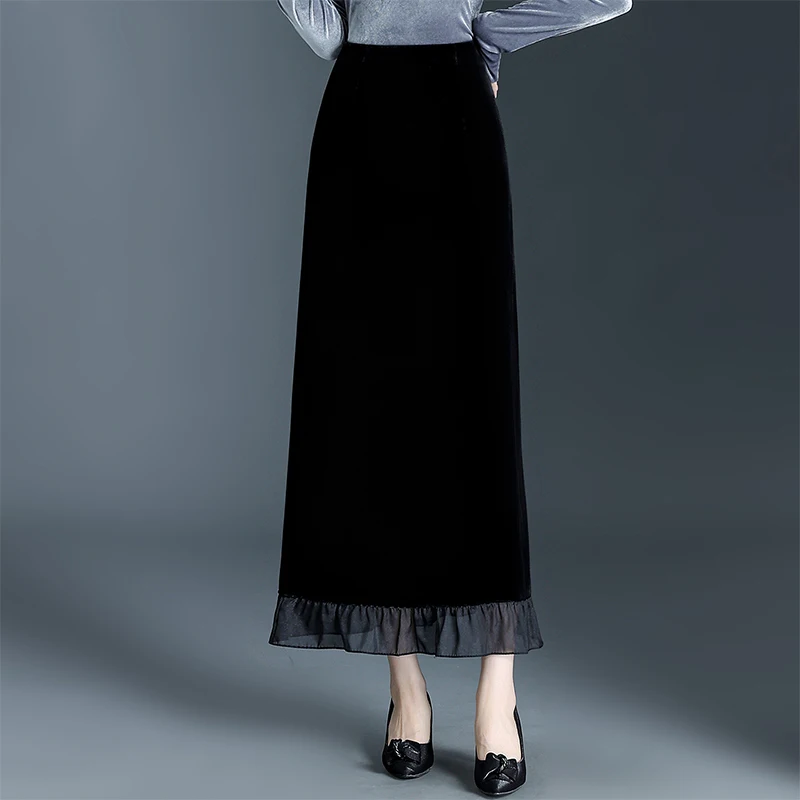 

Бархатная юбка миди женская с завышенной талией, приталенная, прямого кроя, облегающая, комфортная...