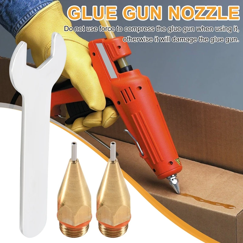 2Pcs 1Mm Aperture Diameter Hot Melt Glue Nozzle 1.0X40mm Copper Nozzle With Nozzle Wrench Interchangeable Nozzle Parts