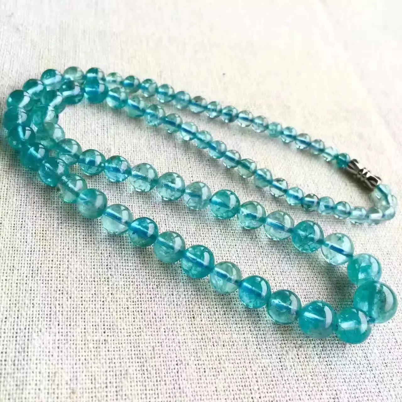 Natural Blue Apatite Clear Round Beads Necklace Pendant Jewelry 5-13mm Blue Green Apatite Gemstone Women Men AAAAAA