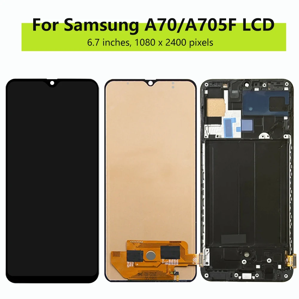 6.7 "ekran do Samsung Galaxy A70 LCD A705 A705F SM-A705MN wyświetlacz ekran dotykowy Digitizer zgromadzenie z ramką części zamienne