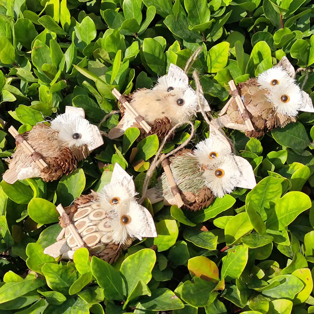 

5Pcs Owl Hanging Pendant Lifelike Light Brown Garden Ornament Wall Decoration Home Decor Wall Art Owl Ornament