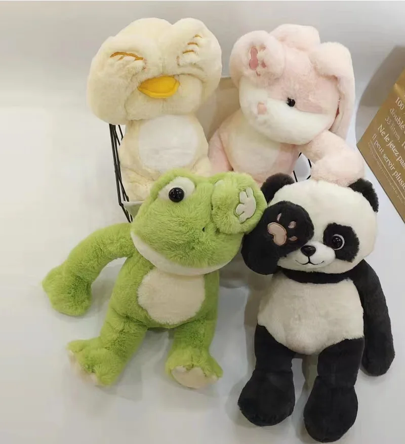 Soft Eye-coverying Frog Plush Toys Doll Pillows Suffted Animal Panda Duck Rabbit Toy Kawaii Bunny Pushies For Friend Easter Gift