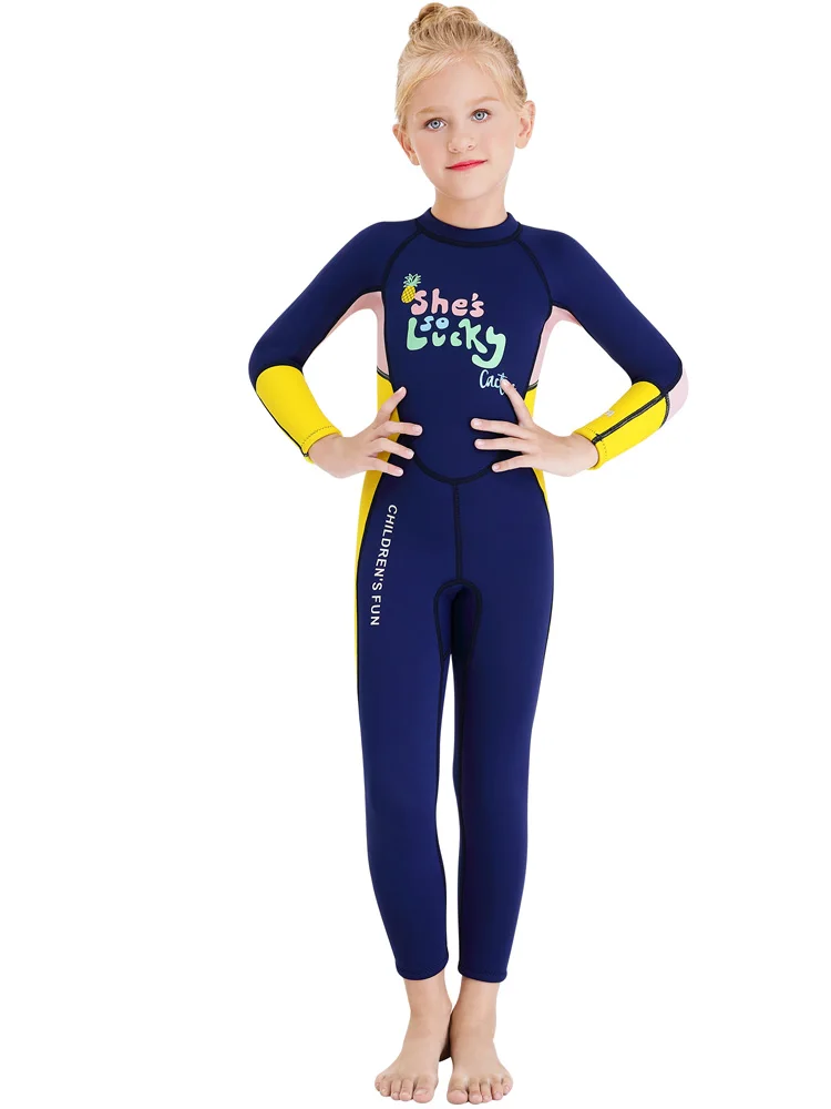 Kids 2.5mm Neoprene Long Sleeve One Piece Fuill Body Swimsuit Back Zipper Keep Warm Diving Scuba Snorkeling Swimming Surfing