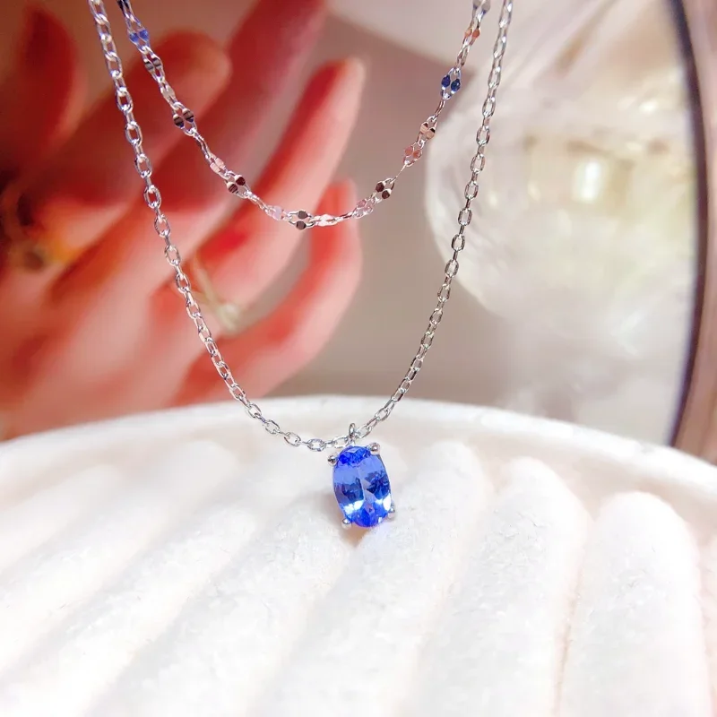 Natural tanzanite pingente colar s925 prata esterlina fina moda charme casamentos jóias para mulher novo 2023