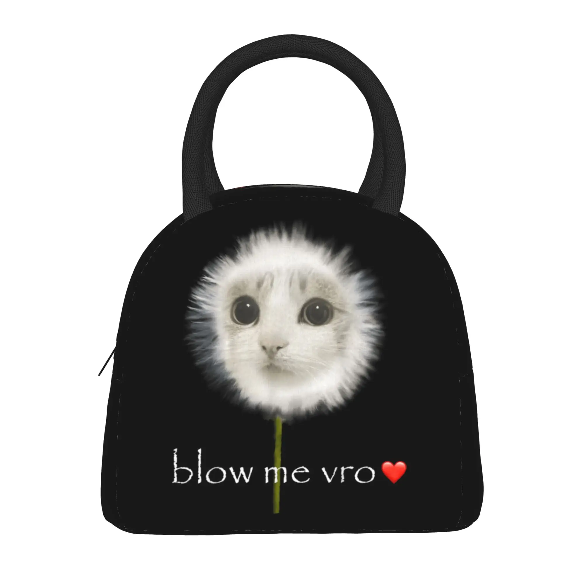 Blow Me Dandelion Meowl Cat Owl Meme Insulated Lunch Bag Cooler Bag Lunch Container  Leakproof Lunch Box Tote Girl Boy