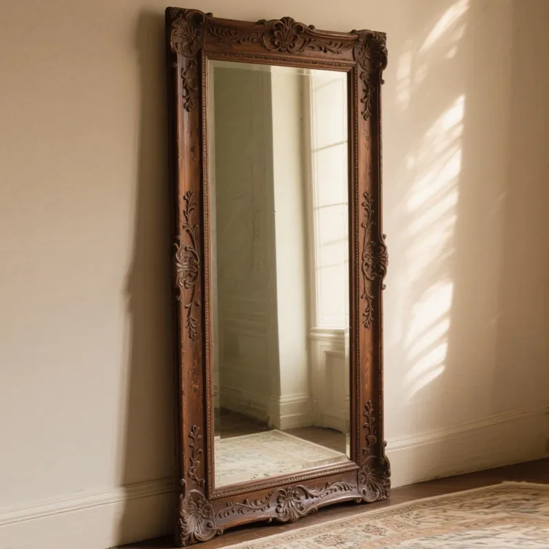 

French retro full-length mirror European classical carved mirror cloakroom medieval full-length mirror clothing store