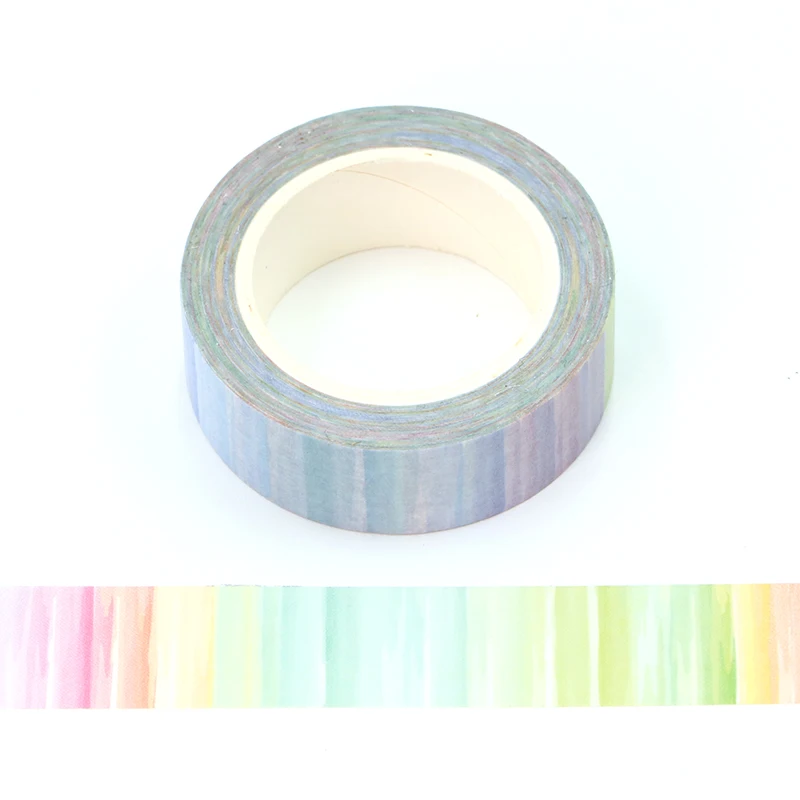 NEW 1PC 10M Cute Watercolor Rainbow Stripes Washi Tape for Scrapbooking Adhesive Decorative Masking Tape Journal Stationery