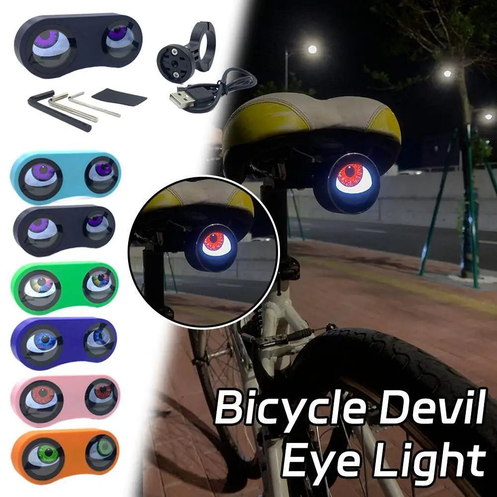 

Motorcycle Dynamic Devil Two Eye Led Light Waterproof Type-C Charge Bicycle Taillight Retrofit Taillight Motorbike Retrofit Kit