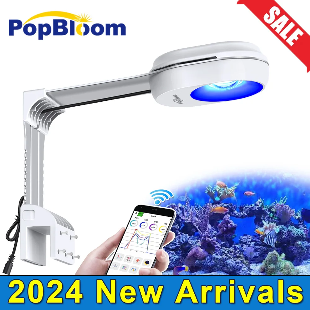 

popbloom Reef Light 60W, WiFi APP-Control Marine Aquarium Lighting, Saltwater Aquarium Lamp for Marine Fish Tank, With Mount Kit