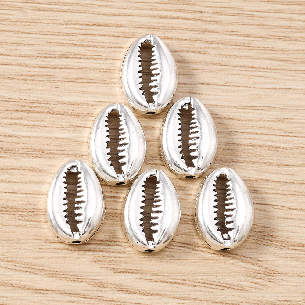Tusember 20 Stück 11*15mm Silberfarbene Legierungs-Muschelanhänger Perlen für DIY Halsketten- und Ohrringherstellung DIY Handgemachter Schmuckzubehör – Detail 5
