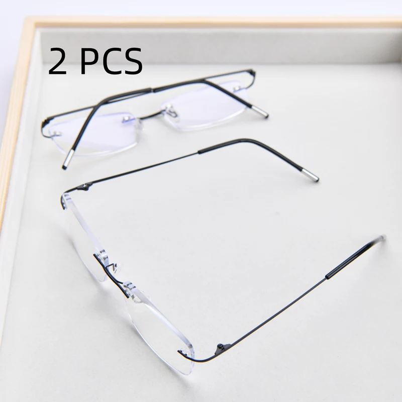 2PCS Anzug Luxus Rahmenlose Schneiden Lesebrille Männer Business Randlose Brillen Frauen Ultra-licht Presbyopie Brillen – Detail 5
