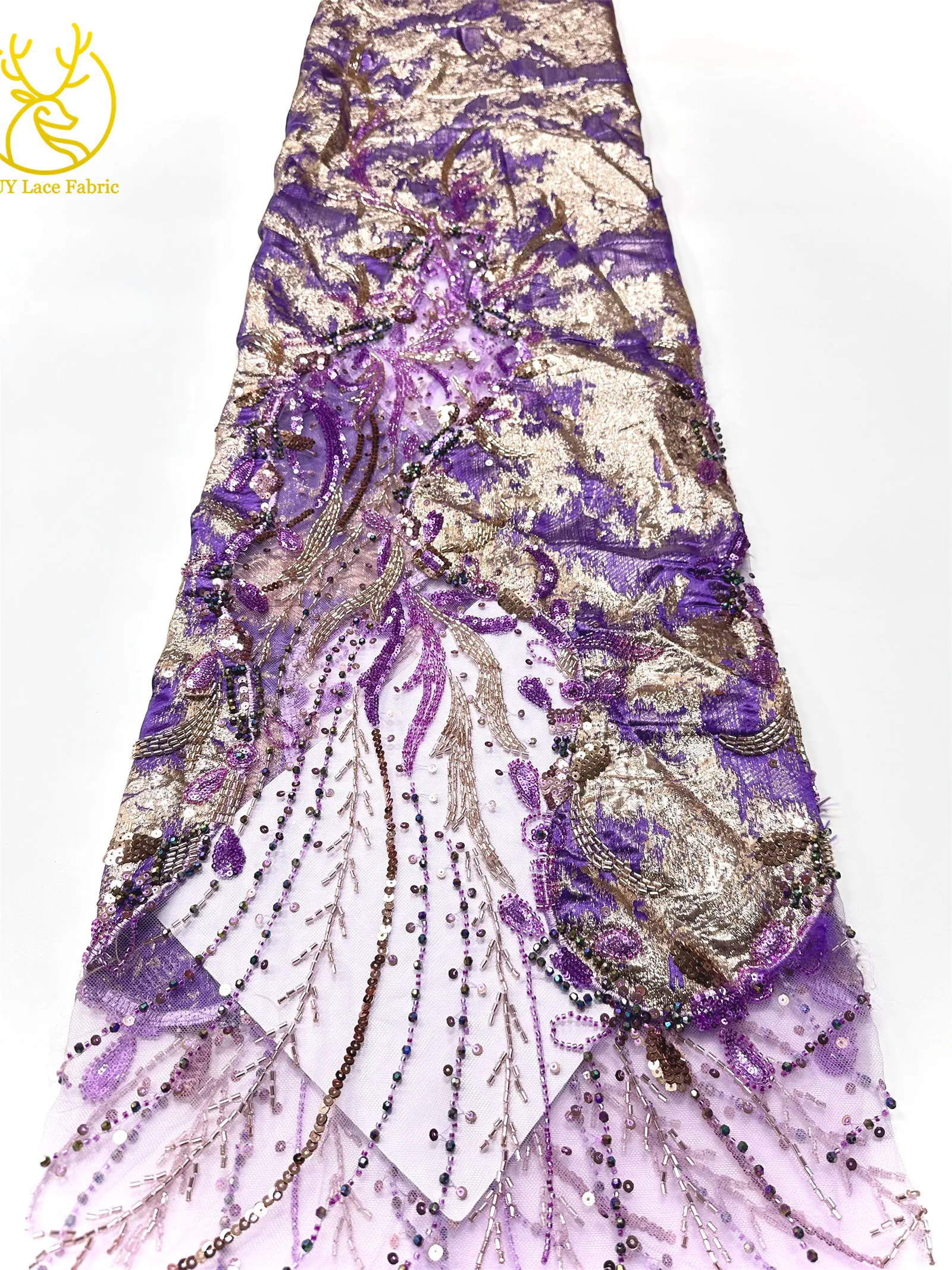 Burgunderroter neuer Design afrikanischer schwere Perlen-Chiffon-Spitzenstoff 2026 Hochwertiger nigerianischer Pailletten-Spitzenstoff für Partykleider – Detail 11