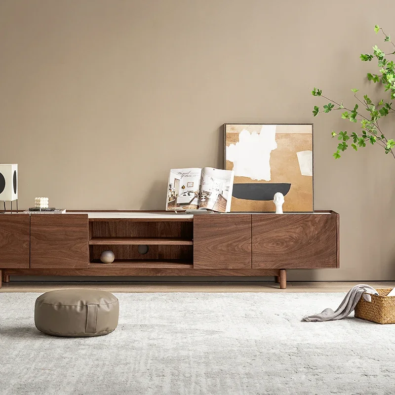 

Wood Stone Plate TV Cabinet Simple Modern Light Luxury Living Room Floor Cabinet Mubai TV Cabinet Good Year Furniture