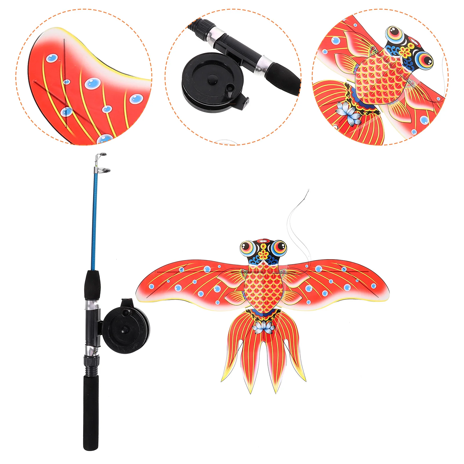 Wędka i latawiec z latawicami cylindrycznymi dla maluchów, małe chińskie latawice dla dzieci.