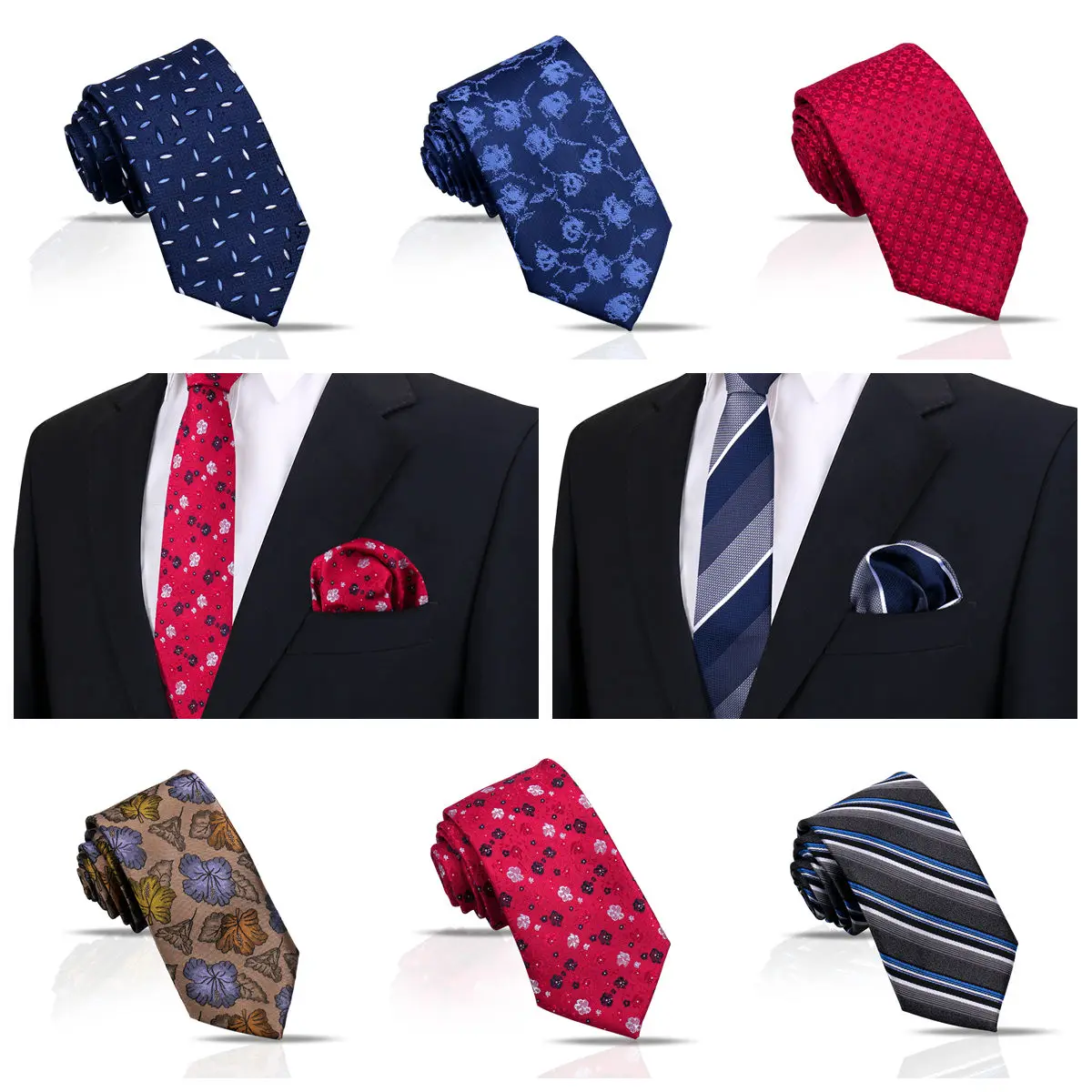 

Elegant Men Tie Set Luxury Paisley Stripe Floral Tie with Pocket Square 2 Pcs Wedding Banquet Business Formal Party Accessories
