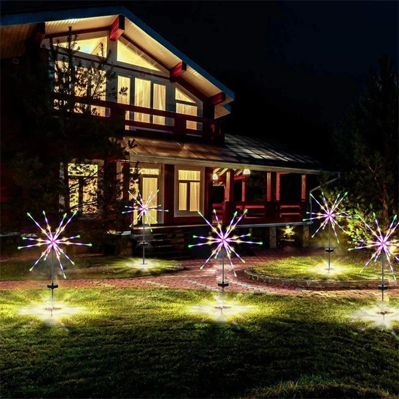 Outdoor Solar Lights Solar Fireworks Lamp Garden Decoration Outdoor Garden 90/120/150 LEDs Lawn Light New Year Christmas Lights