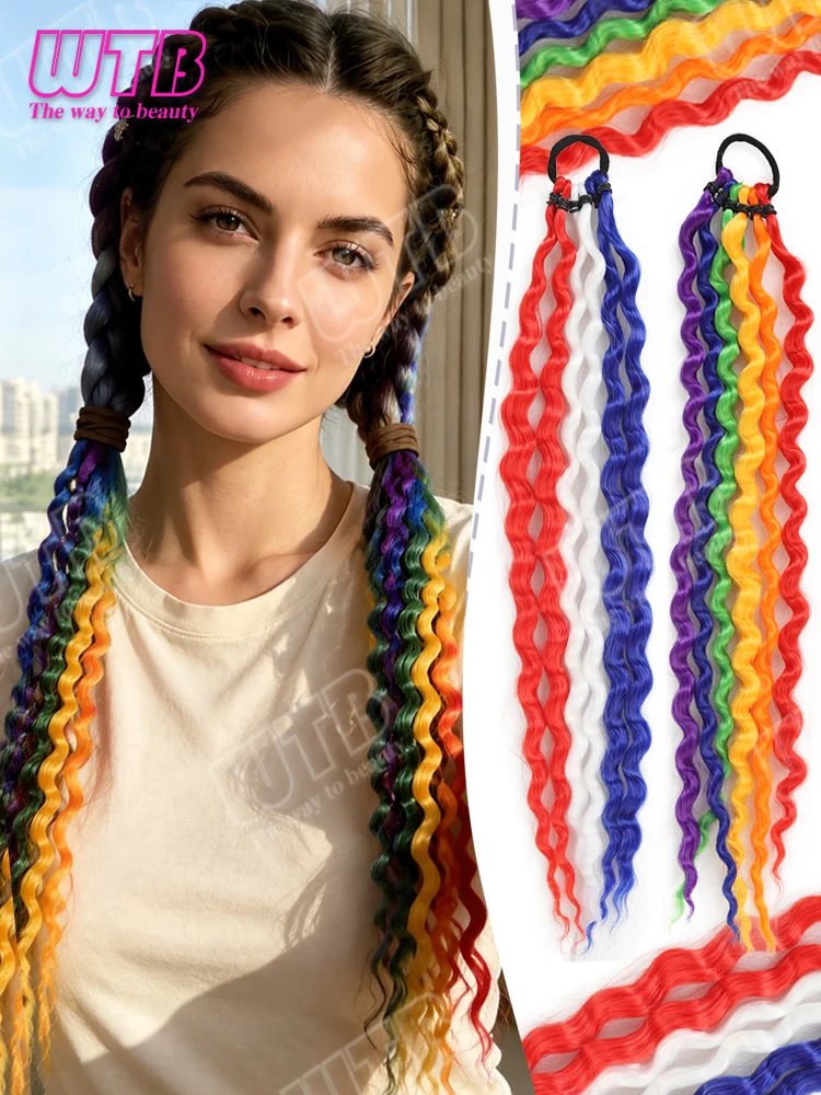 Colored Curly Ponytail Synthetic Hairpiece Elastic Band Style Suitable for Women and Girls for Daily Wear Festivals and Events