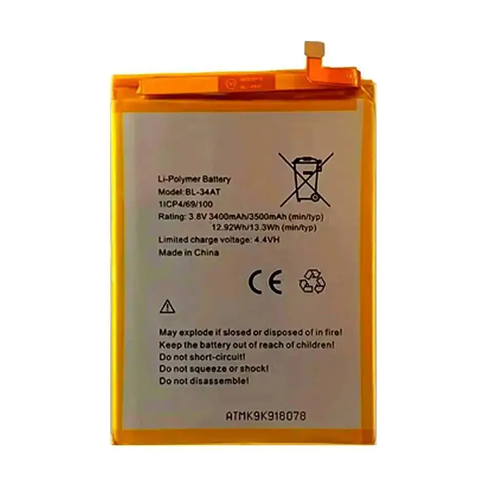 طاقة موثوقة تدوم طويلاً لبطارية الهاتف المحمول Tecno K9 Plus BL-34AT 3400 مللي أمبير في الساعة #2