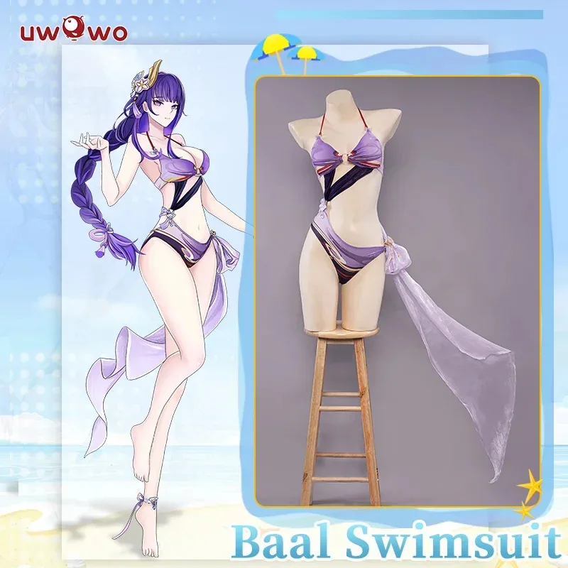 

IN STOCK UWOWO Raiden Shogun Cosplay Swimsuit Costume Genshin Impact Cosplay Raiden Ei/Baal Exclusive Swimsuit with Accessories