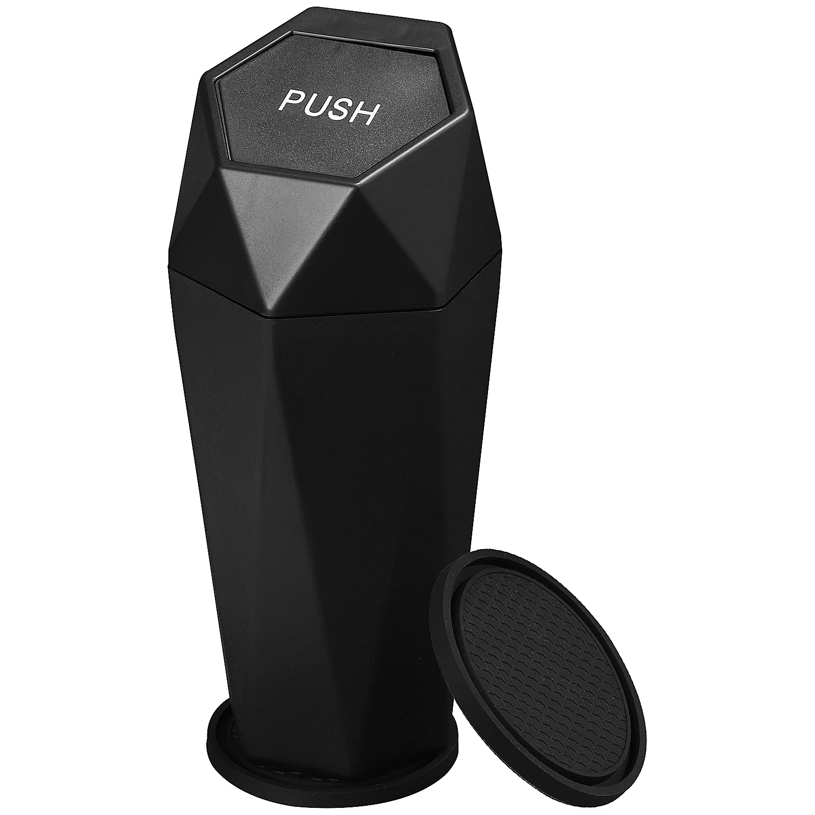 

Leakproof Car Trash Can with 2 Cup Holder Coasters Compact Design Auto Garbage Bin for Vehicle Home Office Interior