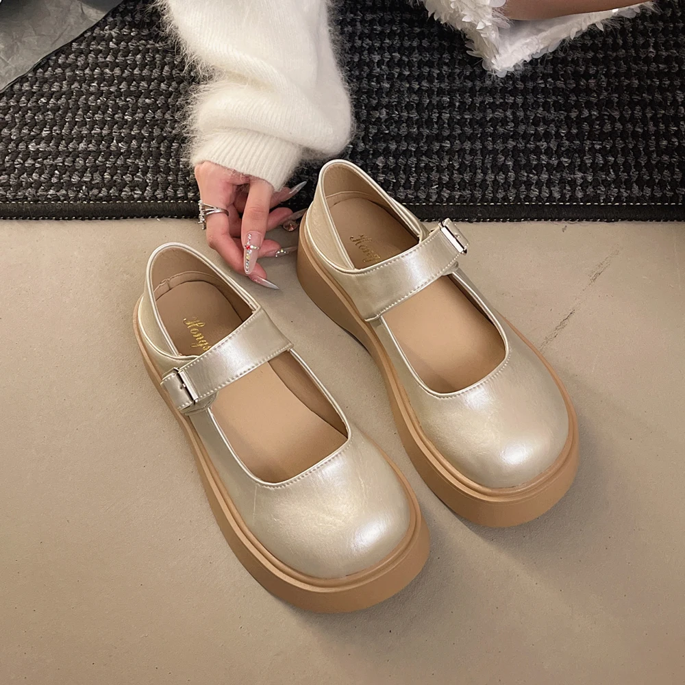 2025 New British Style Women's Miniature Shoes French Style Pig Waist Shoes Thick Bottomed Cool Mary Sandals JK Single Shoes