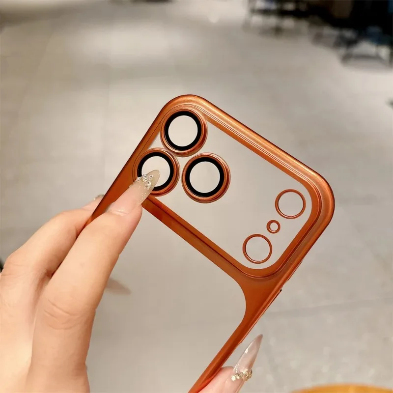 Luxury Soft Matte Phone Case For iPhone 17 Air 12 13 14 15 16  Pro Max Plus  Electroplating Silicone Bumper Back Clear Cover
