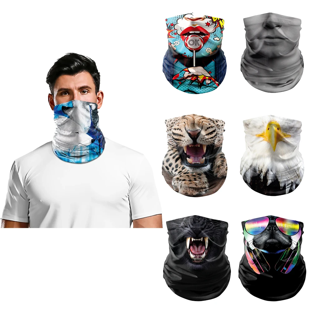 

Outdoor Cycling Hiking blue Headband Neck Seamless Camping Multifunctional Animal cartoon printing Tubular Gaite Adult for Men