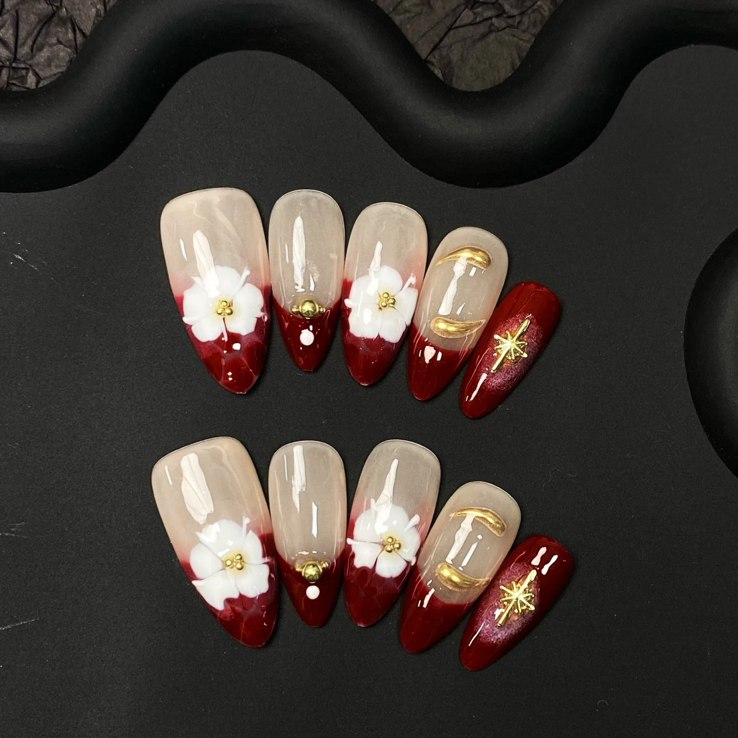 Full Cover False Nails With Rhinestones 10pcs/Set Fake Nails Tips Decoration Art Wearing Nail Manicure DIY Press On Nails Plates
