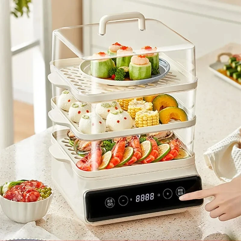 Household Electric Boiler Three-layer 15.7L Visible Steamed Egg Steamed