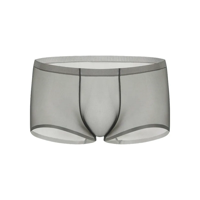 

Seamless Ice Silk Boxer Briefs for Men Sexy Low Rise U Convex Pouch Boxy Underwear Thin Transparent Quick Dry Cool Feel Knickers