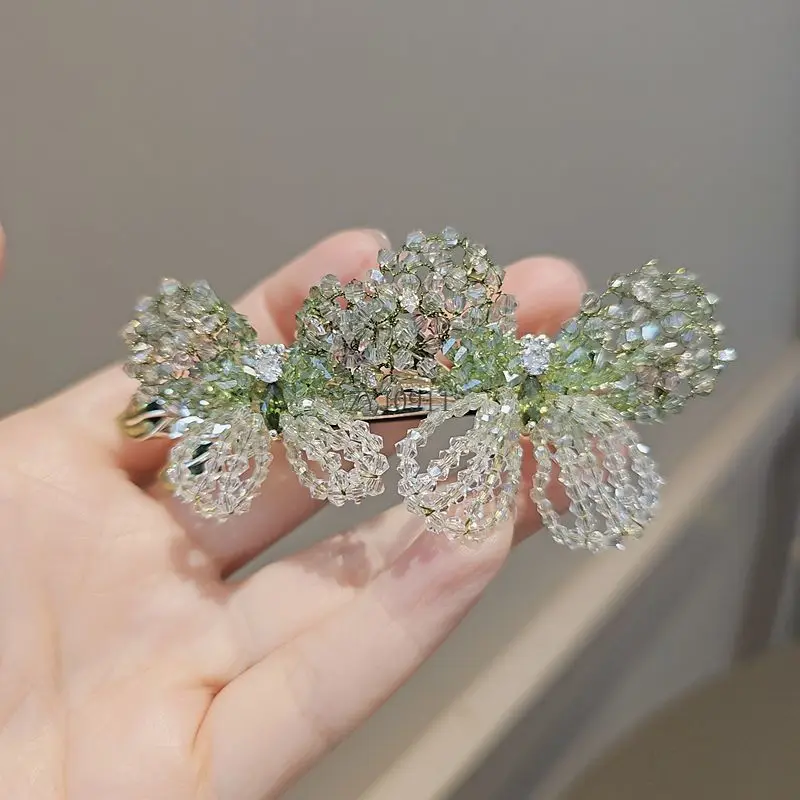 優しく明るい手編みの徐々に変化する蝶の高級横クリップ ハーフヘアピン プレートヘアピン