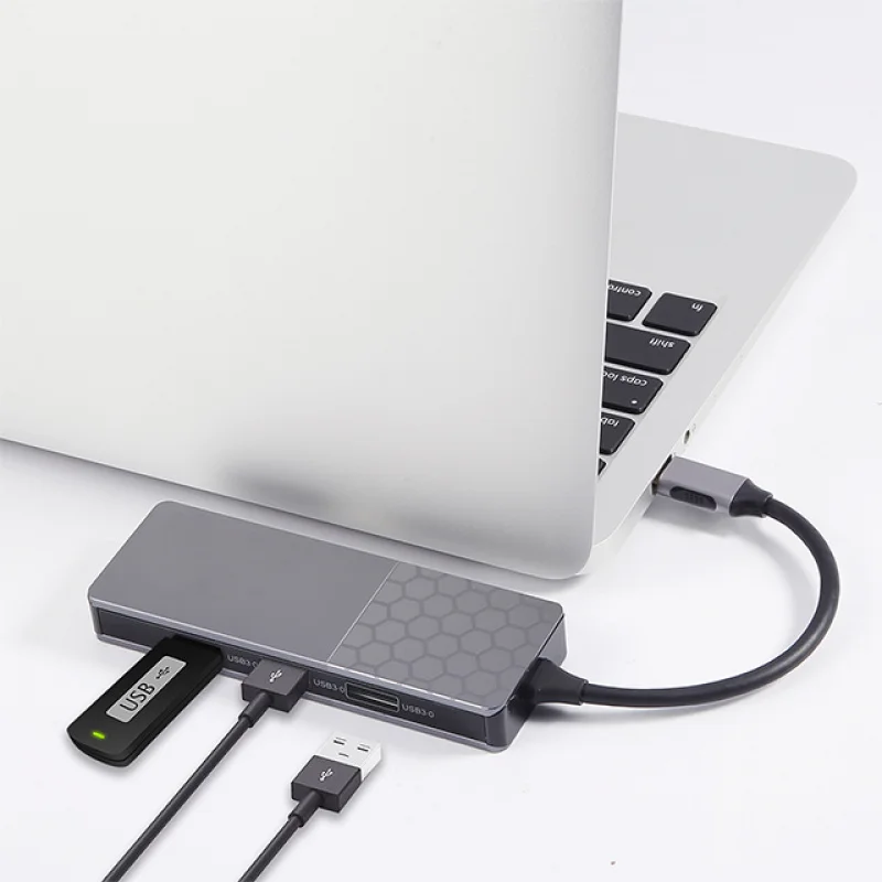 Tipo C Hub 7 en 1 USB3.0 HDMI 4K30Hz PD SD TF Estación de acoplamiento USB Hub para Macbook Pro