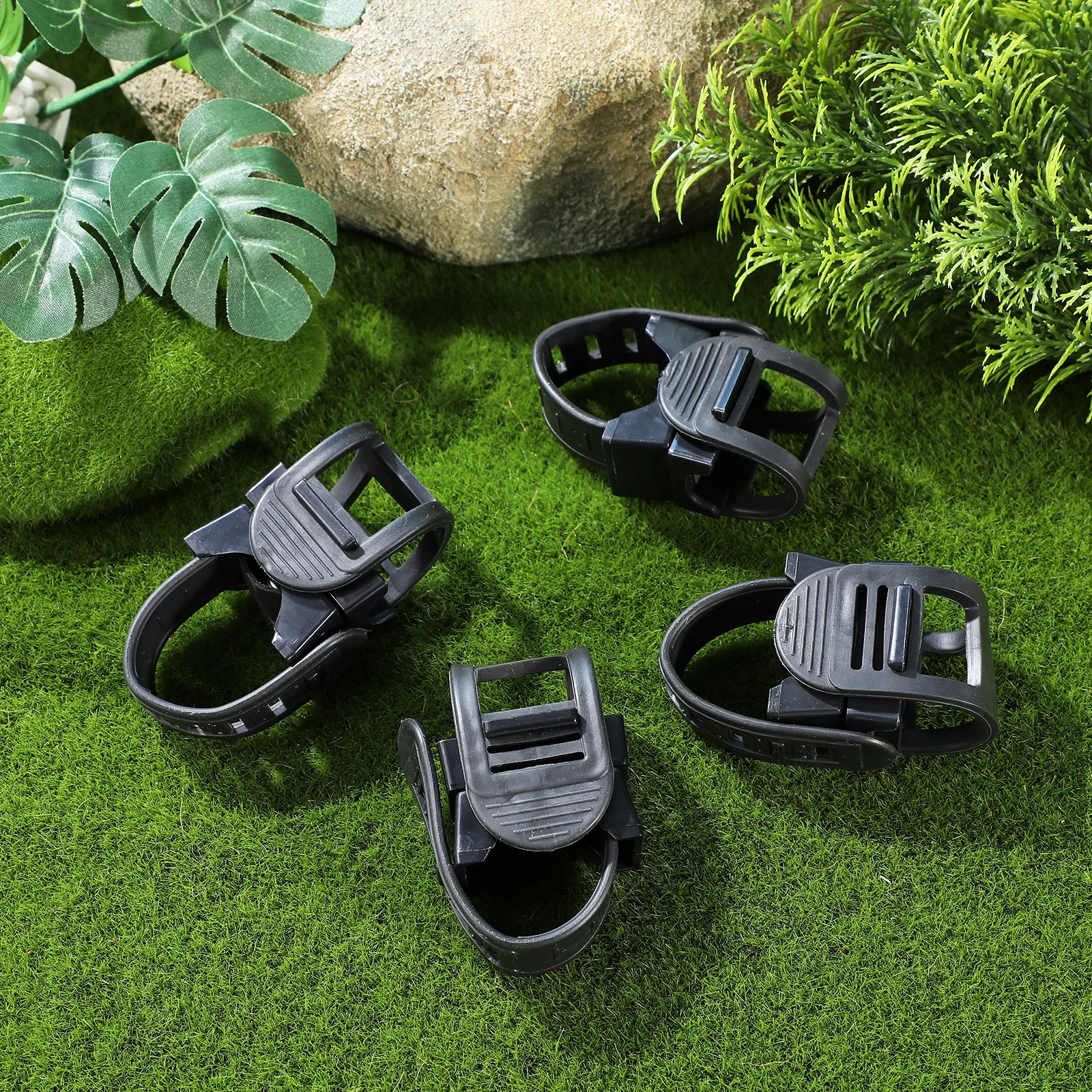 

4 pcs Bike Light Mount Lamp Stand Belt Buckle Flashlight Holder Adjustable Design Quick Installation Durable Plastic Black Fixed