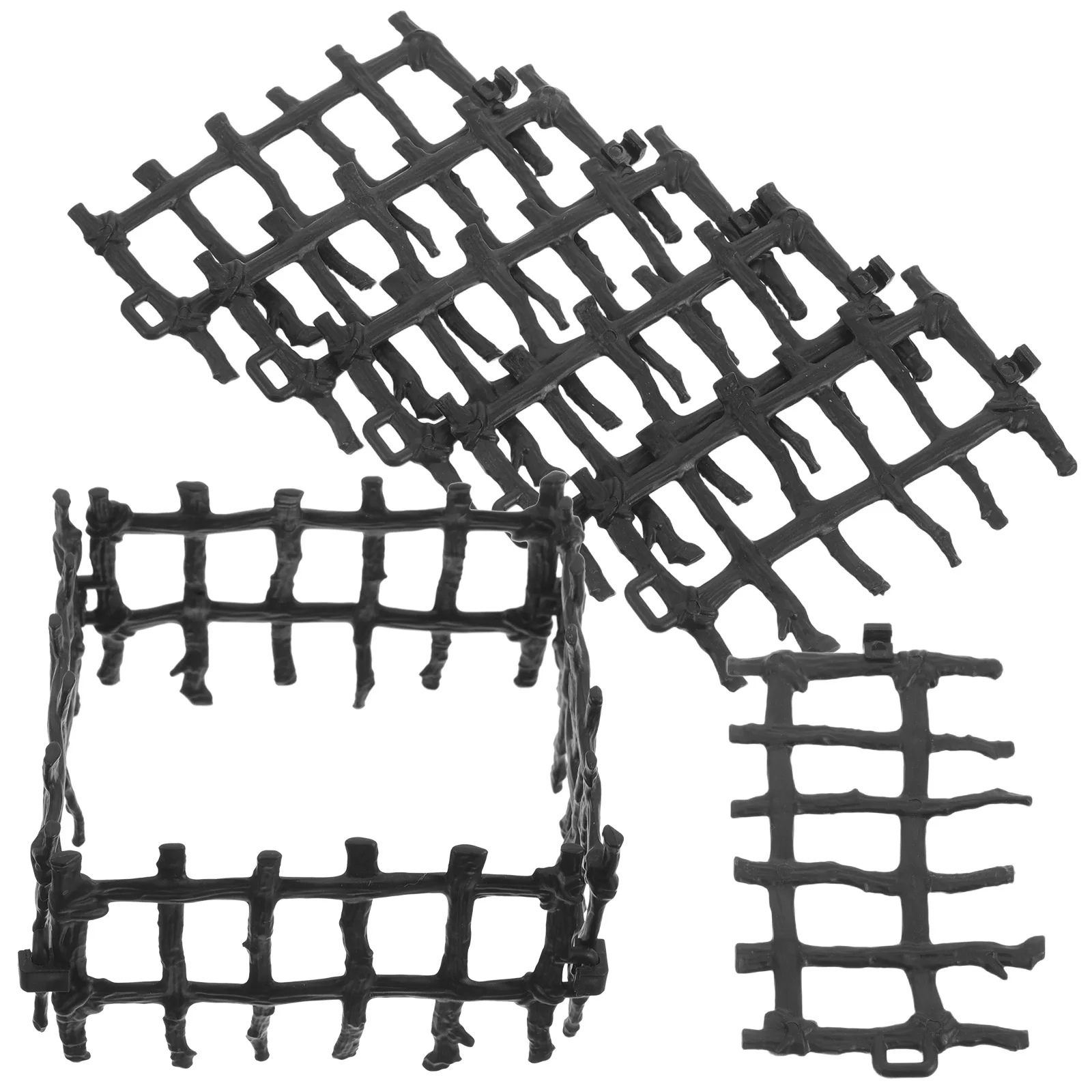 ชุดของเล่นสร้างรั้วสำหรับเด็ก 100 ชิ้น รั้วสีดำสำหรับฉากฟาร์มในกระบะทราย เข้ากันได้กับบ้านตุ๊กตา