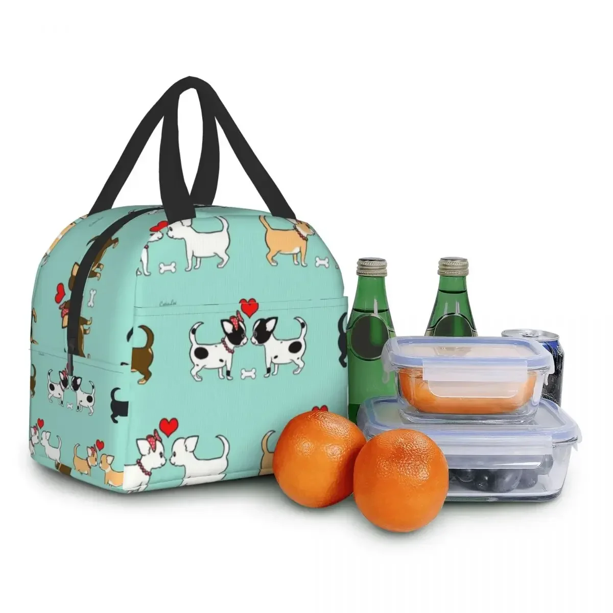 

Чихуахуа на день Святого Валентина, термоизолированные сумки для обеда, женские милые сумки для собак, щенков, портативные для работы, школы, путешествий, коробка для еды