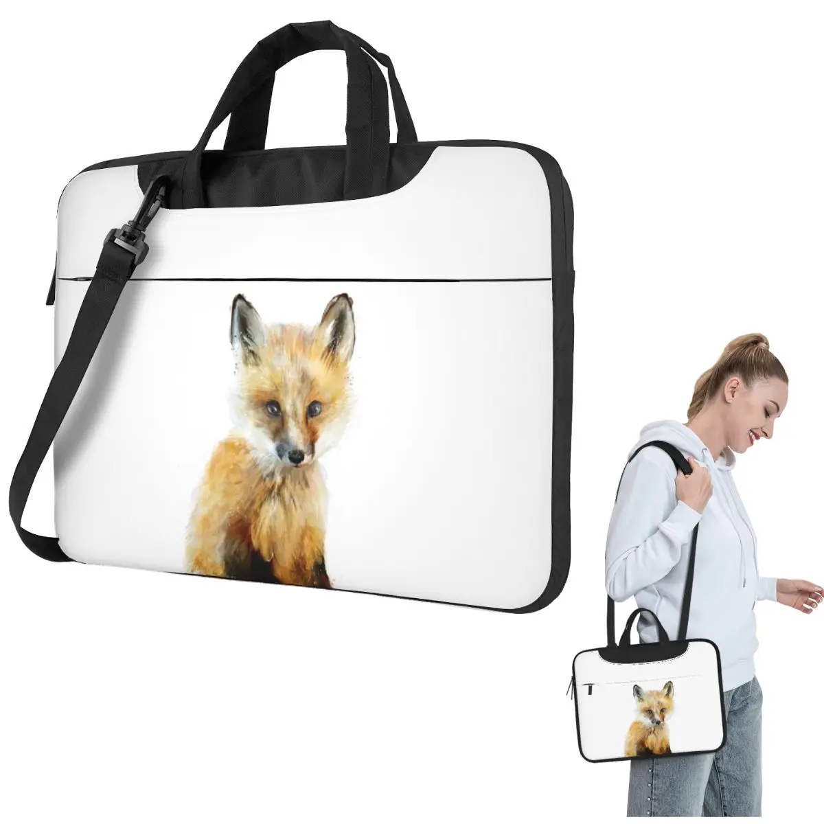 

Little Fox Crossbody Laptop Bag Case Computer Bag 13 14 15.6 Inch Notebook Pouch for Macbook Pro