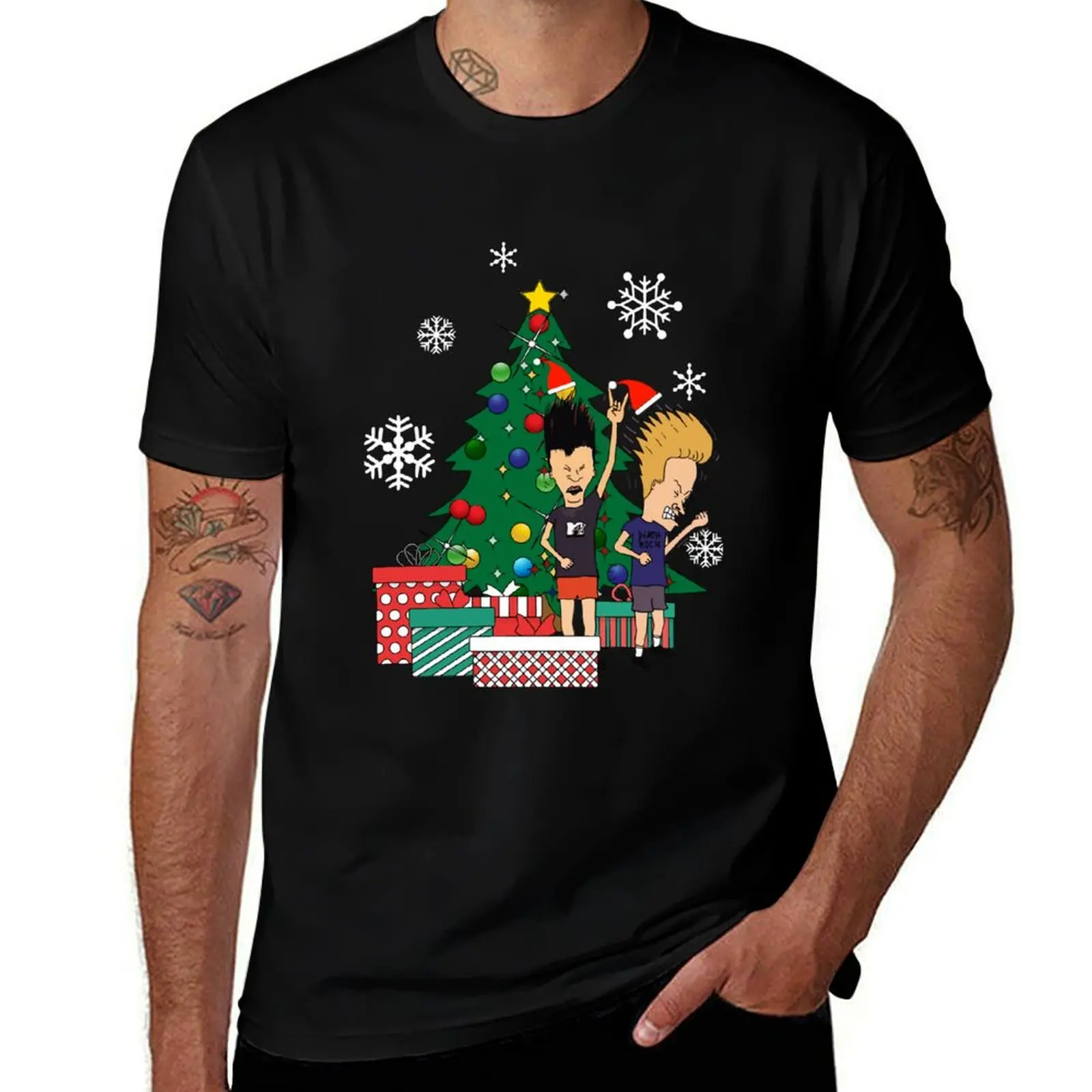 

beavis butthead next to christmas tree T-Shirt graphic t shirts graphic shirts vintage graphic tee tee shirts for men