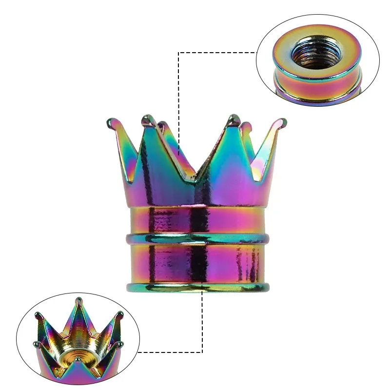 10CS Crown Styling Tire Valve Caps Aluminum Car Motorcycle Bicycle Wheel Tyre Hub Caps Tire Valve Stem Cover Decor