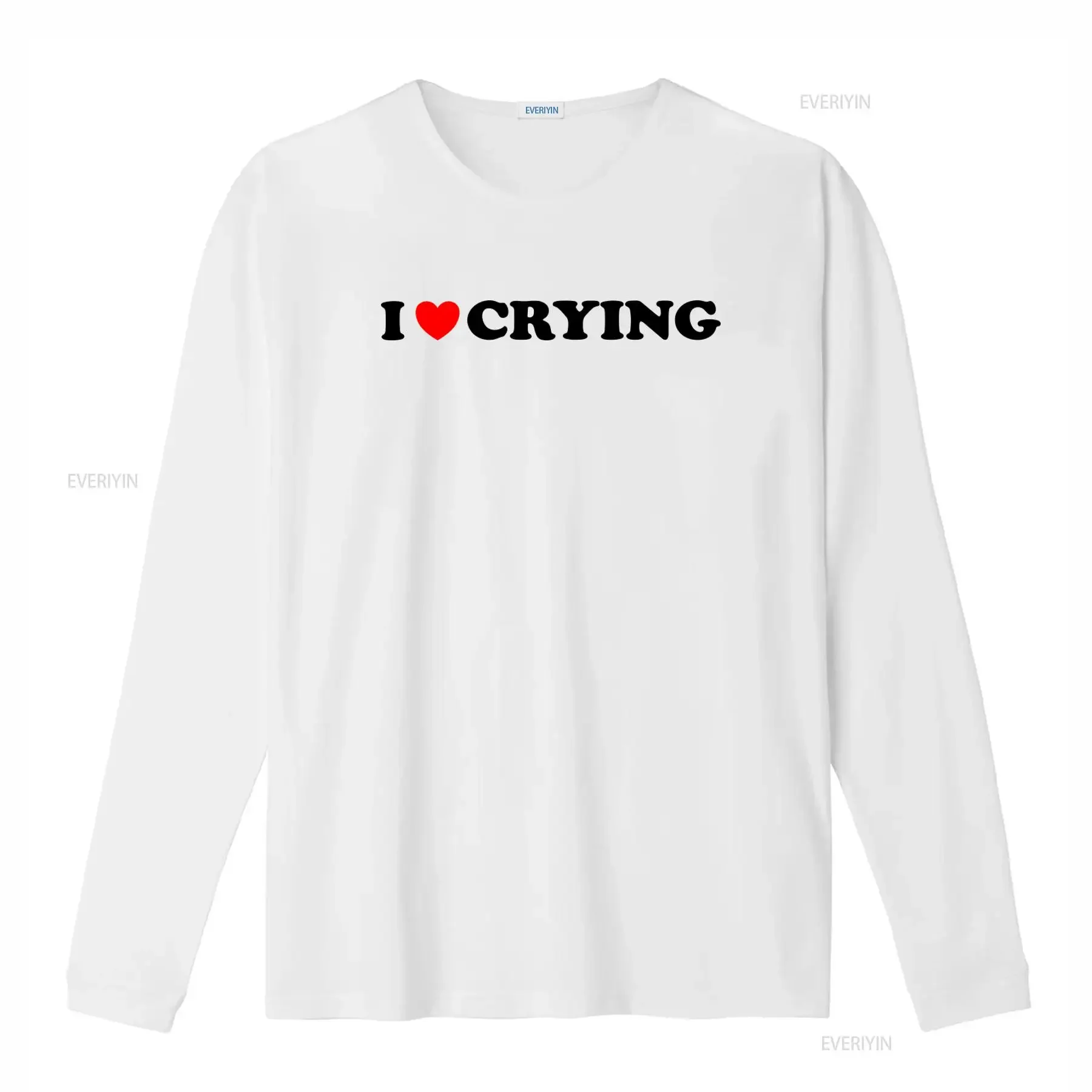 Funny Y2K T Shirt I Love Heart Crying 2000's Style Meme  vintage Washed Unisex Comfortable Versatile streetwear fashion Soft