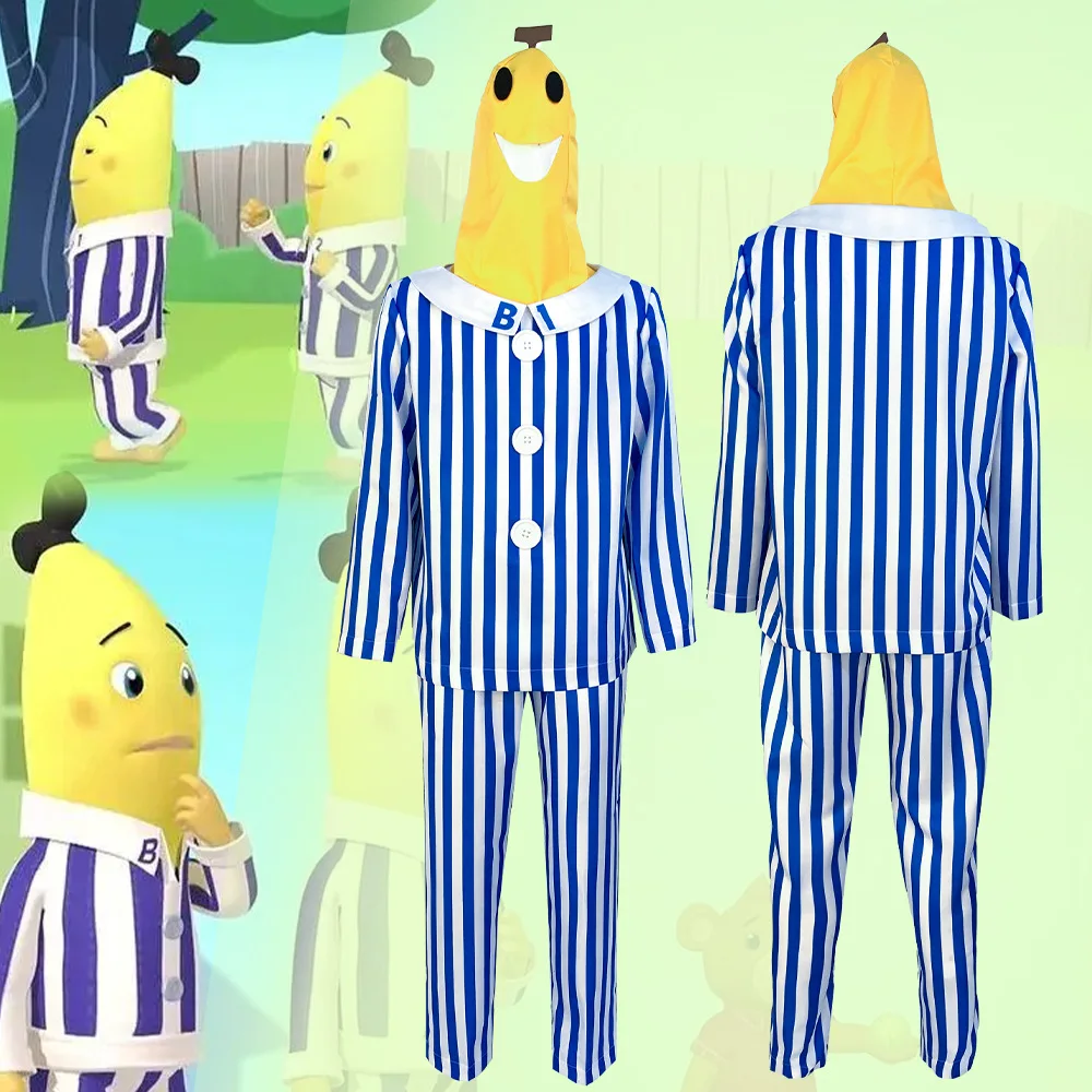 Bananen pyjamas Cosplay Kostüm Halloween Rollenspiel Anzug mit Kopf bedeckung Erwachsenen Mann Frau Cos Outfits Karneval Party Kleidung