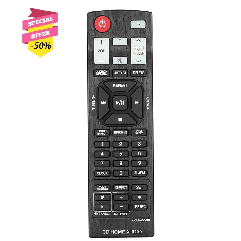 AKB74955301 Remote Control For LG CD Home Audio System OM4560 OM5560 OM7560 CM8360 CM8460 CM9760 CM9960 CMS9760F CMS9960F