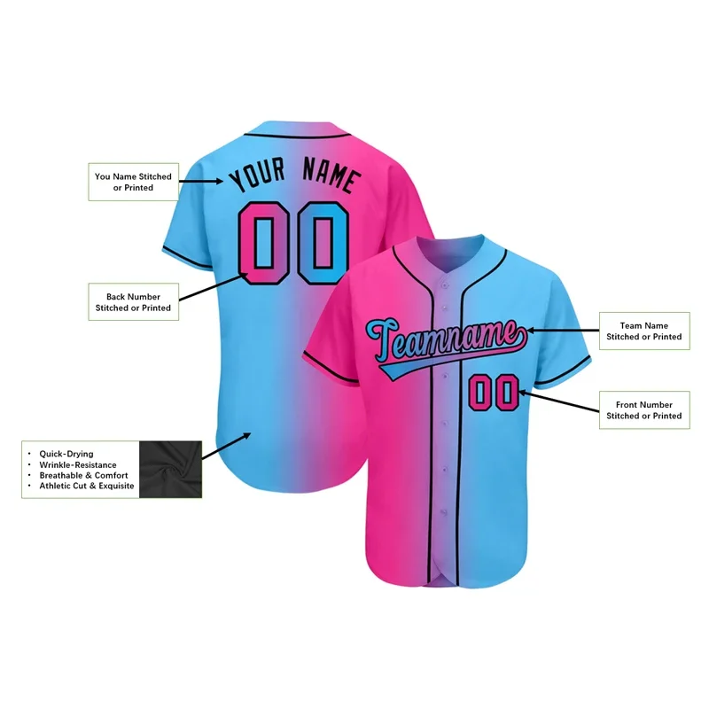 Mix Color Custom Baseball Jersey Shirt 3D Printed for Men and Women Shirt Casual Shirts Sportswear Hiphop Tops