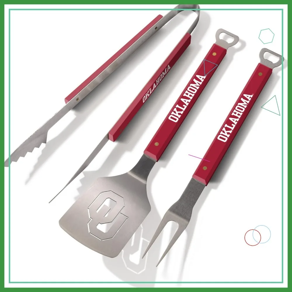 

NCAA Spirit BBQ Set, 22x9 Inches, Stainless Steel with Team Handles and Bottle Opener