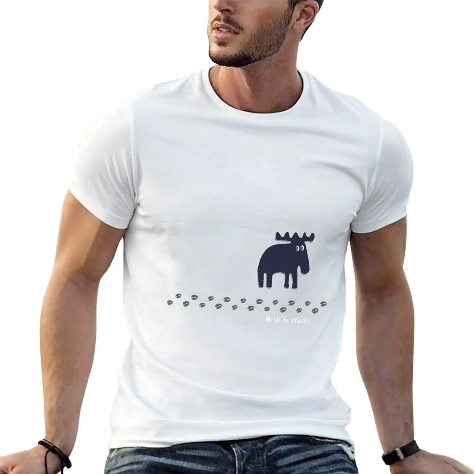 

Wildlife tracks - a shy moose T-Shirt cotton t shirt man t shirts designer T-Shirt
