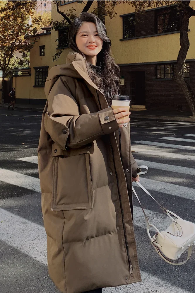 Coffee Plaid Parkas Women Loose Young Casual Zip-up Winter Female Students Sweet Retro Outwear Windproof Newest Chic Holiday