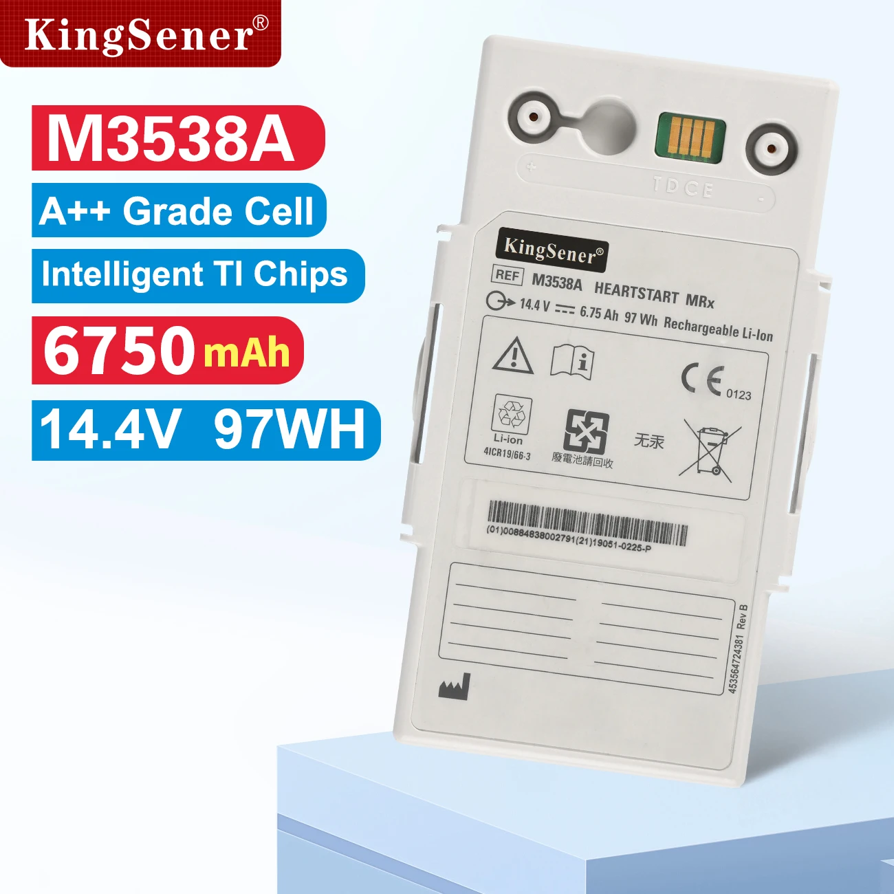 

KingSener M3538A M3535A M3536A Smart Li-Ion Battery For Heartstart MRx Defibrillator M3535-6099 14.4V 97WH 6.75Ah