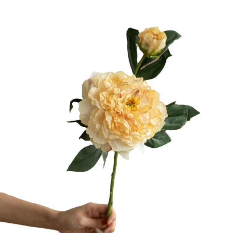 49 سنتيمتر الفاوانيا الرجعية زهرة اصطناعية ضوء الفاخرة كبيرة باقة الفاوانيا النفط اللوحة الرياح غرفة المعيشة زخرفة المنزل زهرة الديكور #5