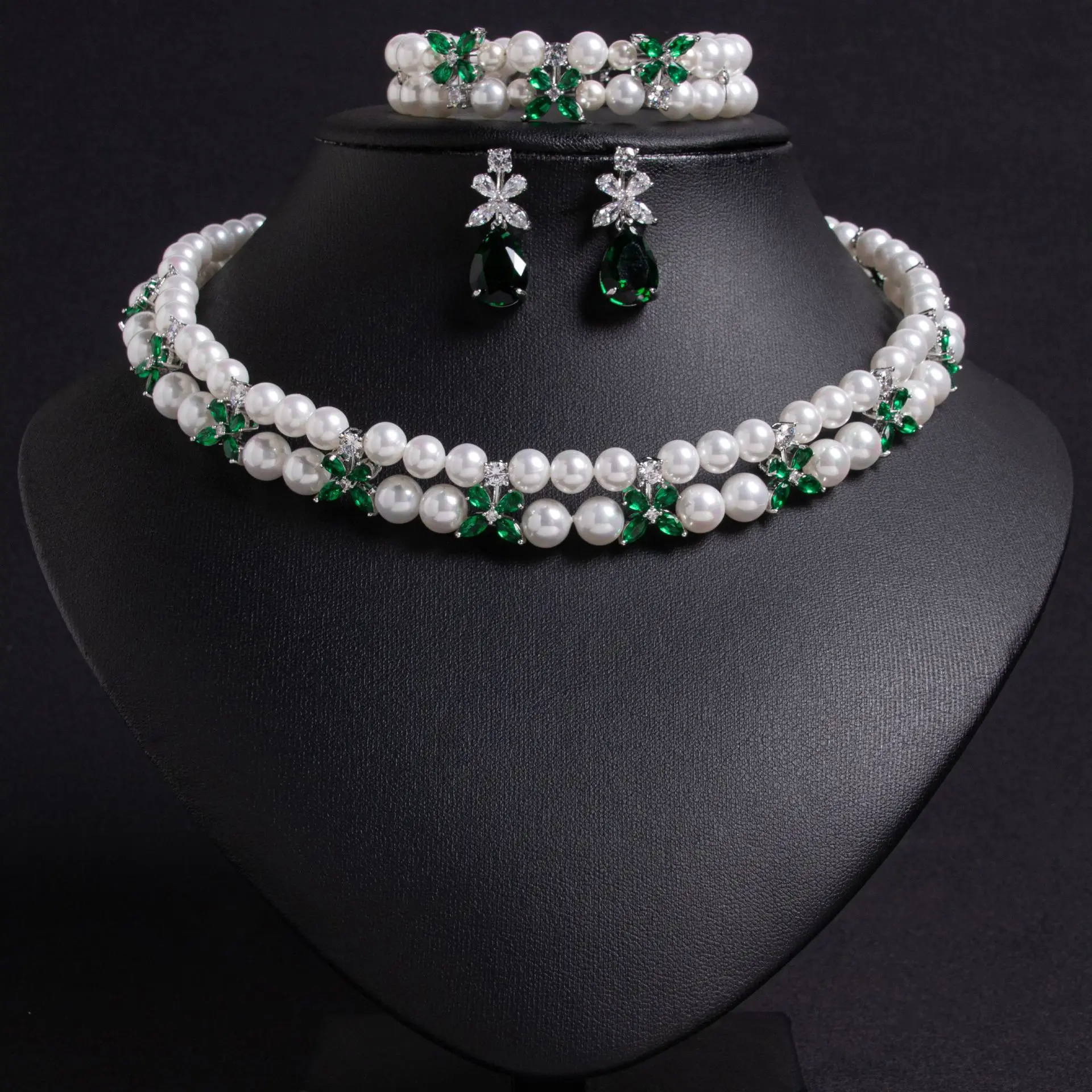 

Женское винтажное жемчужное ожерелье и серьги с крестом, элегантный ювелирный аксессуар