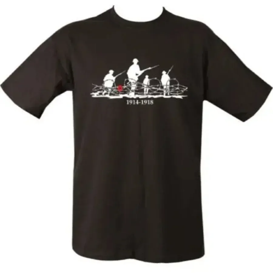 

We Will Remember Them WWI Британская армия Poppy Военная солдатская футболка из 100% хлопка с круглым вырезом Летняя повседневная мужская футболка с коротким рукавом