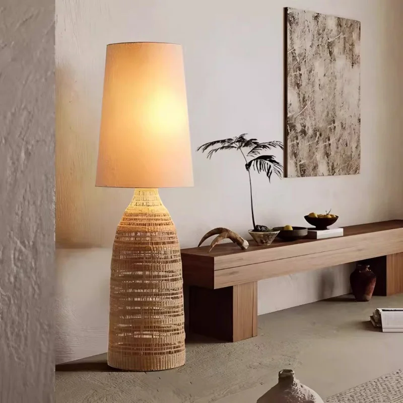 Wabi Sabi Style Artistic Creative Textile Crafts Weave Floor Lamp Used For Living Room Bedroom Study